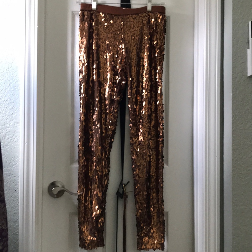 Silence + Noise gold sequins pants small